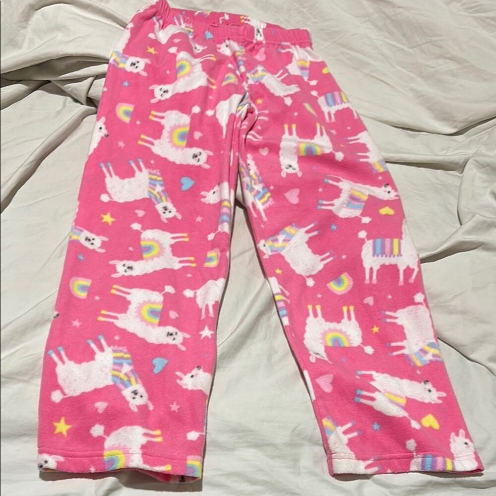 Childrens place M Pink Llama rainbow Kids Pajamas fleece nwot never worn